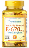 Puritan's Pride Vitamina E 670 mg, envase práctico para soporte antioxidante diario.