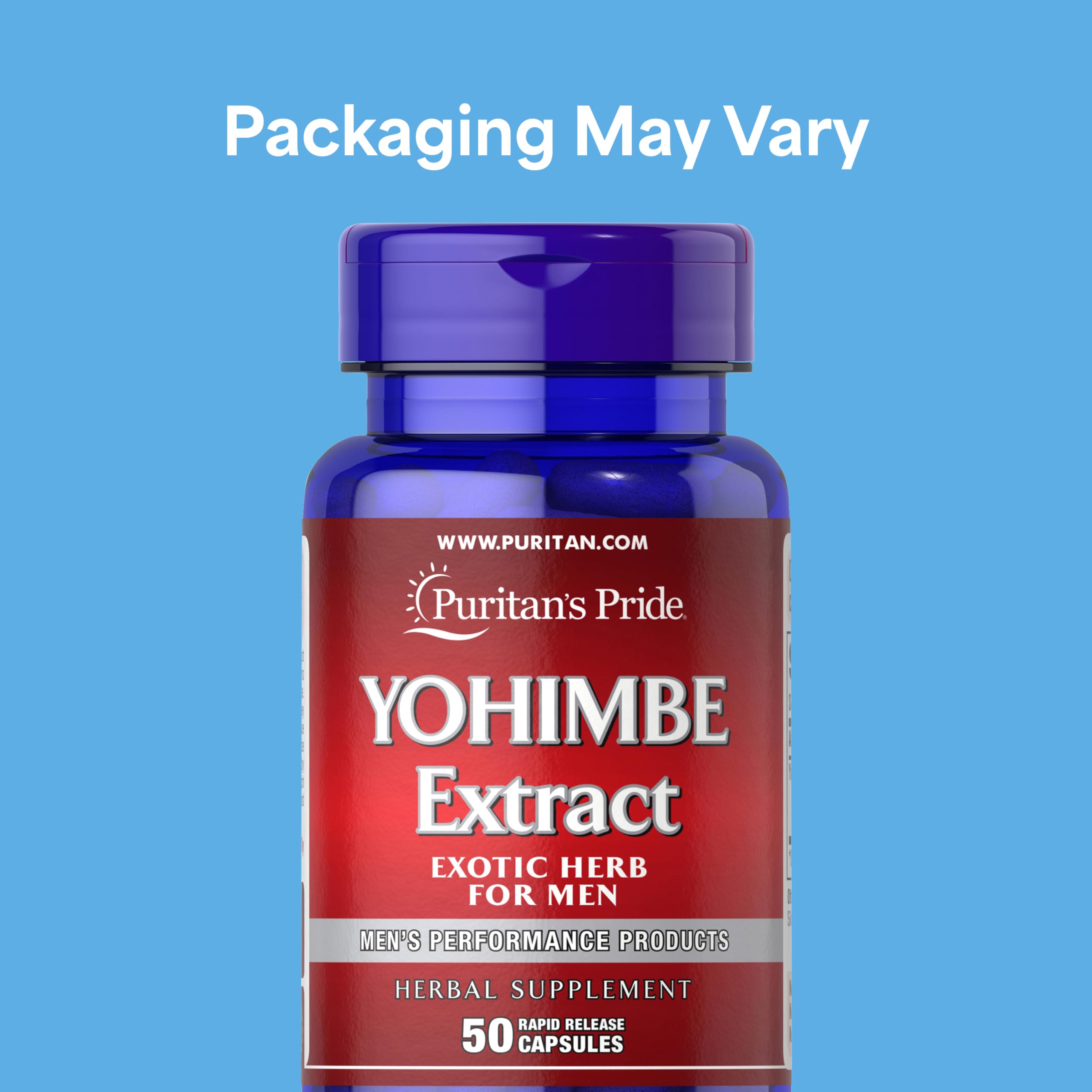 Puritan's Pride Yohimbe etiqueta: envase claro y calidad premium.