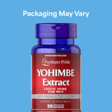 Puritan's Pride Yohimbe etiqueta: envase claro y calidad premium.