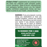 Puritan's Pride Zinc 25 mg, botella lateral, dosis diaria sugerida de 25 mg.