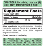 Puritan's Pride Zinc 25 mg, etiqueta visible, ingredientes vegetarianos.