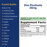 Puritan's Pride Zinc Picolinato 25 mg, composición mineral, énfasis en soporte diario.