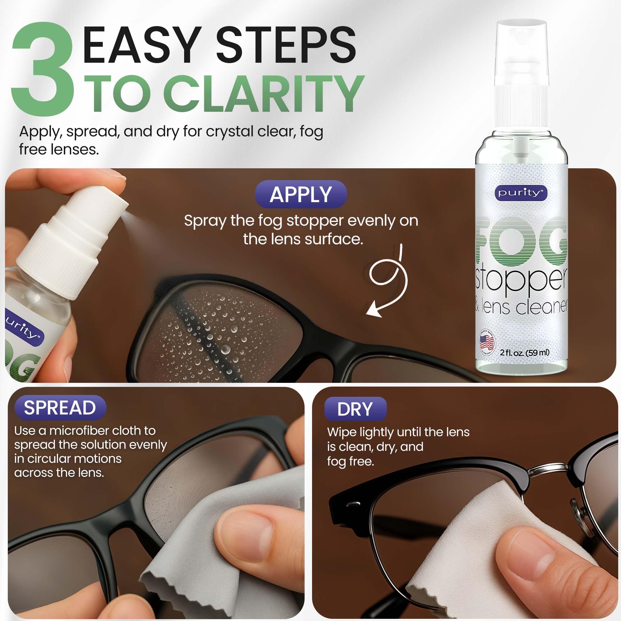 Purity Fog Stopper hecho en Estados Unidos garantiza calidad y soporte
