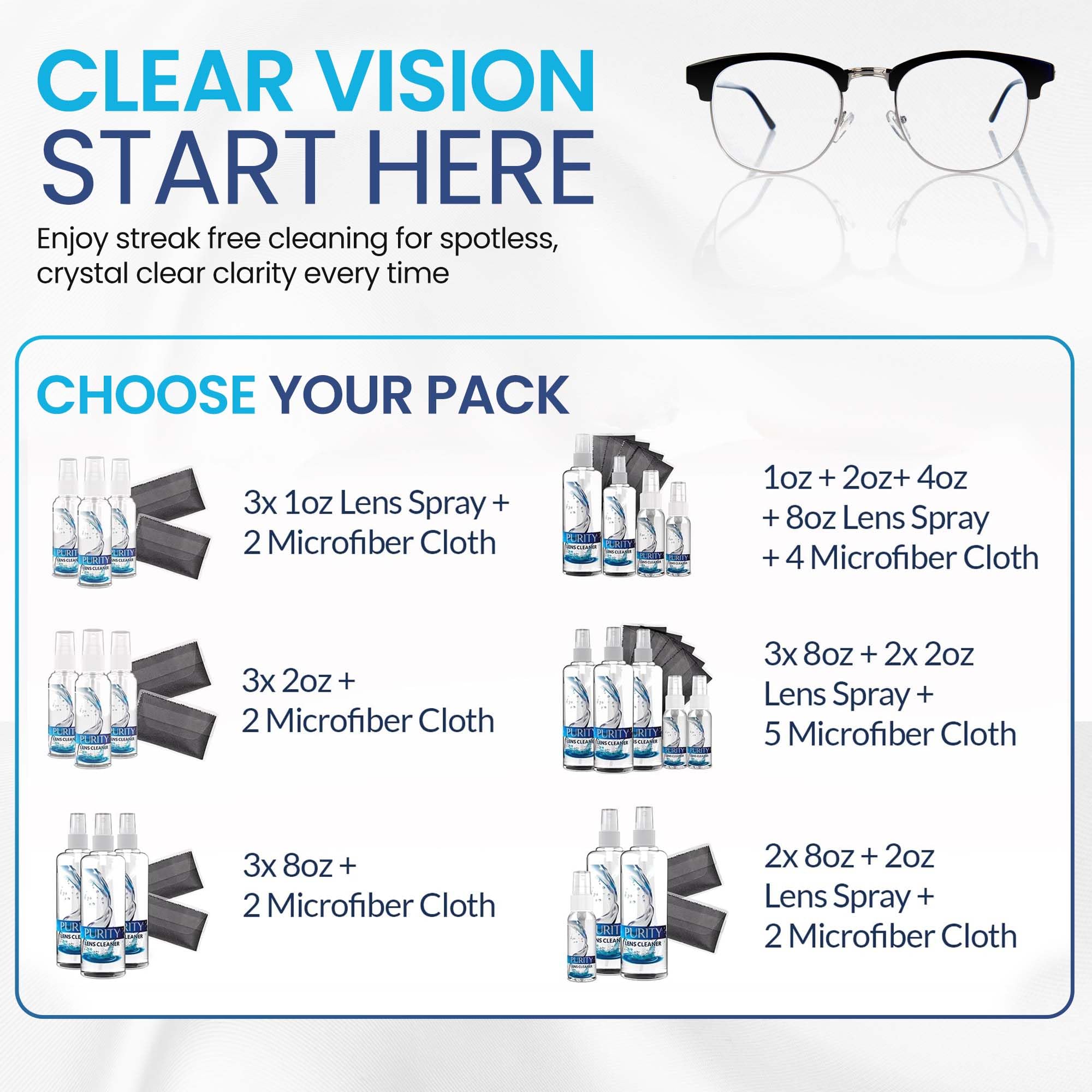 Purity Lens Cleaner empaque compacto ideal para viaje