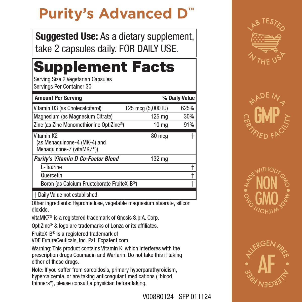 Purity Products Advanced D con magnesio y zinc para apoyo general.