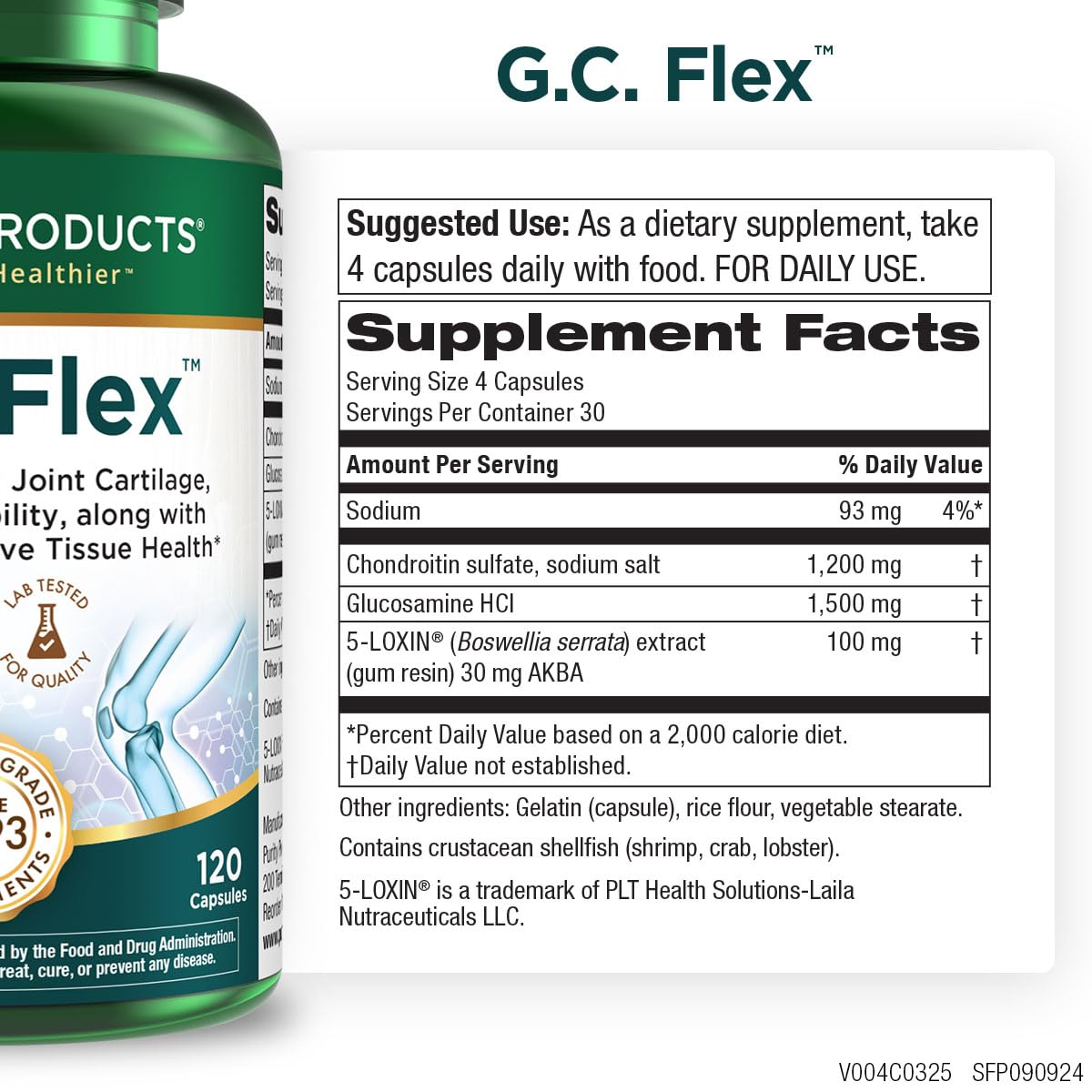 Purity GC-Flex: etiqueta de cápsulas para soporte articular