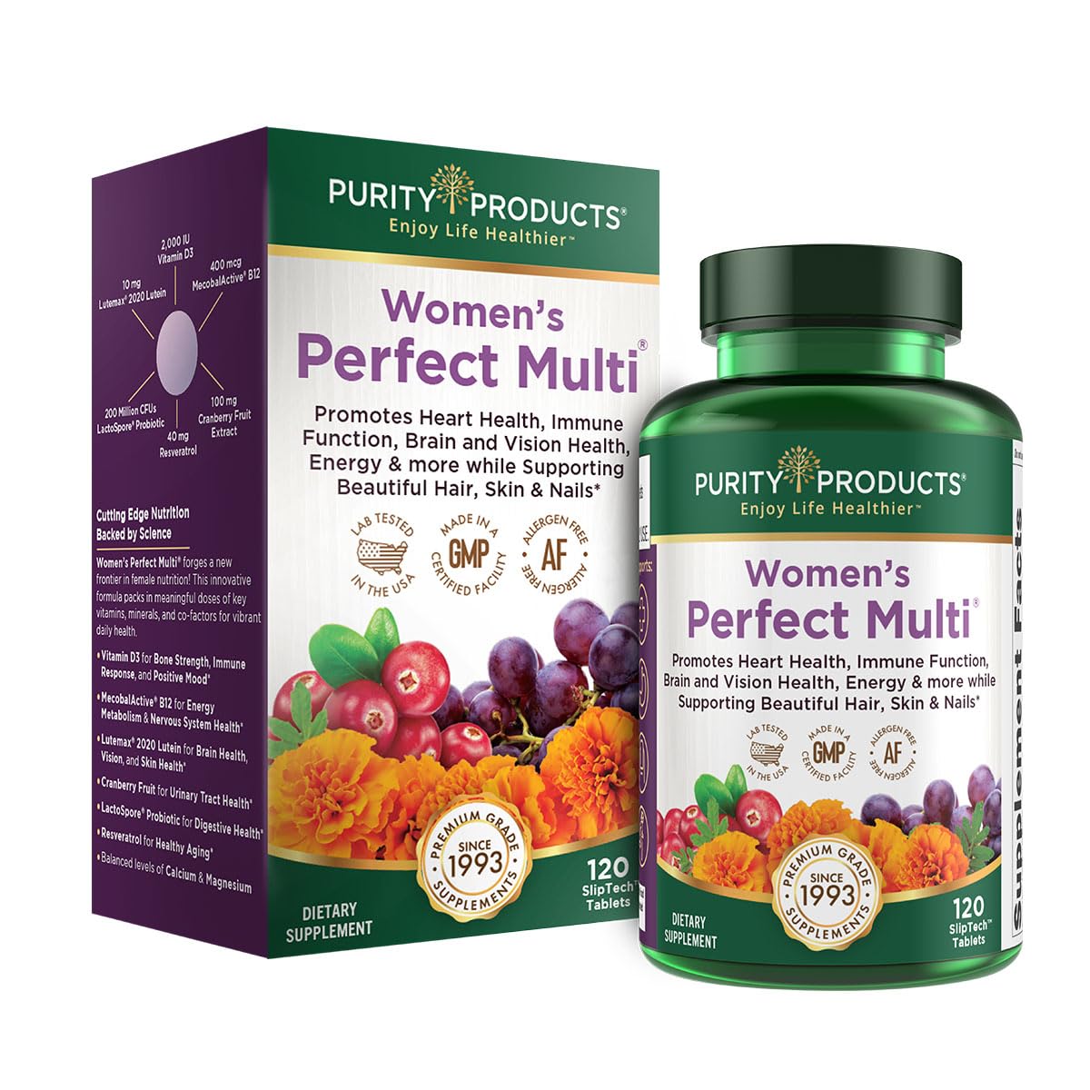 Purity Products Women’s Perfect Multi: botella con cápsulas suaves para uso diario