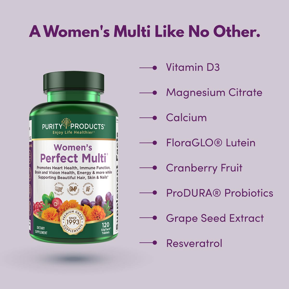 Purity Products Women’s Perfect Multi: tapa cerrada para almacenamiento estable