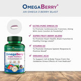 Purity Products OmegaBerry etiqueta nutricional destaca DHA, EPA y D3