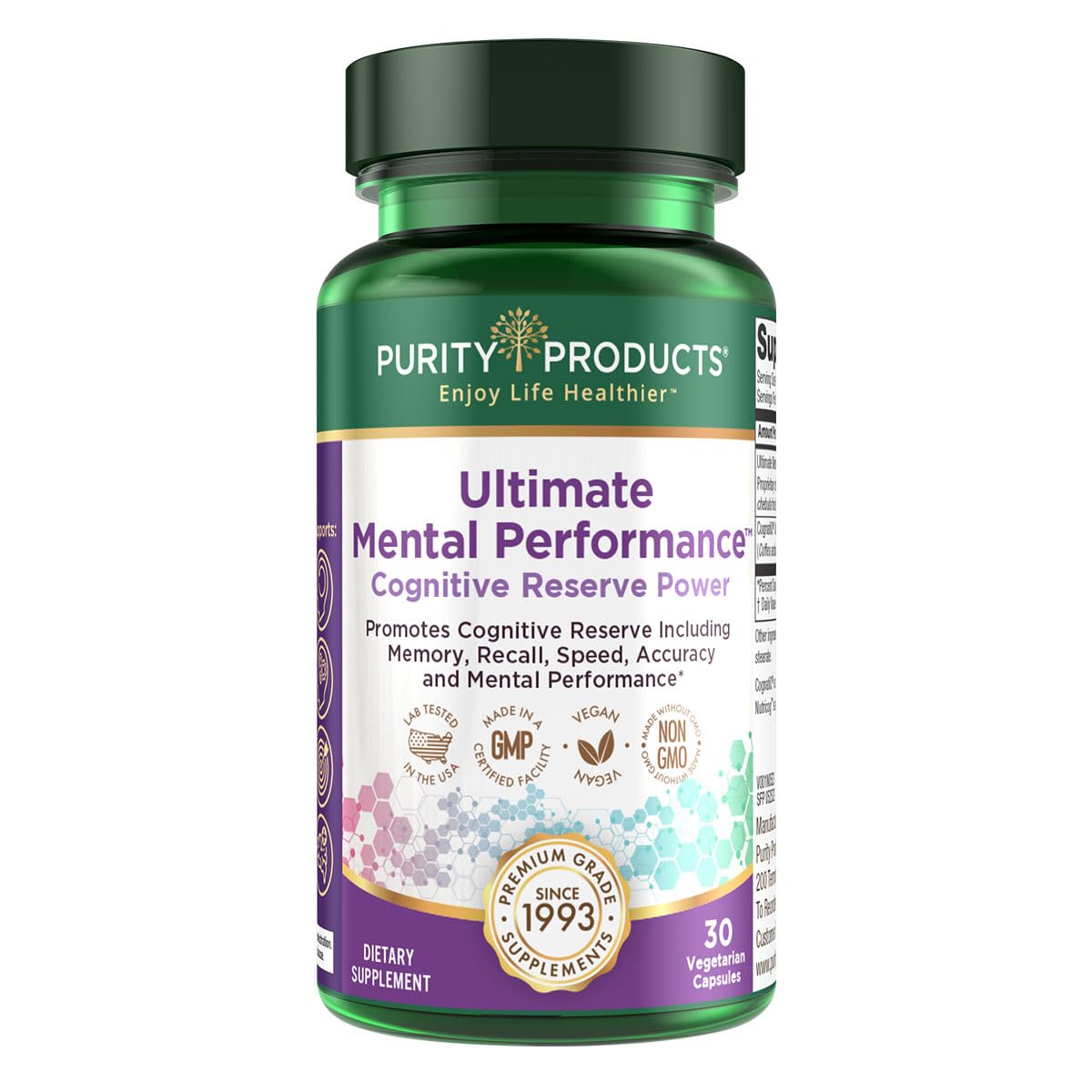 Purity Products Ultimate Mental Performance: botella con enfoque mental y memoria