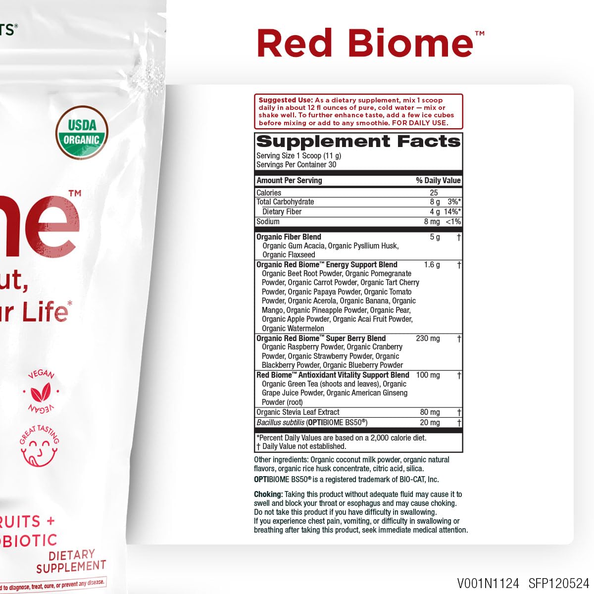 Purity Red Biome, cuchara medidora para dosificación cómoda y regularidad.