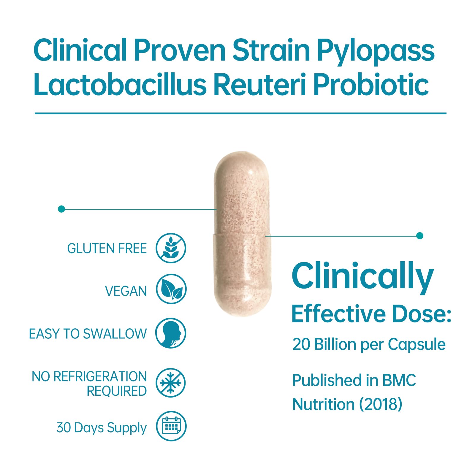 Purmeo composición Lactobacillus reuteri Pylopass, enfoque específico para soporte estomacal.