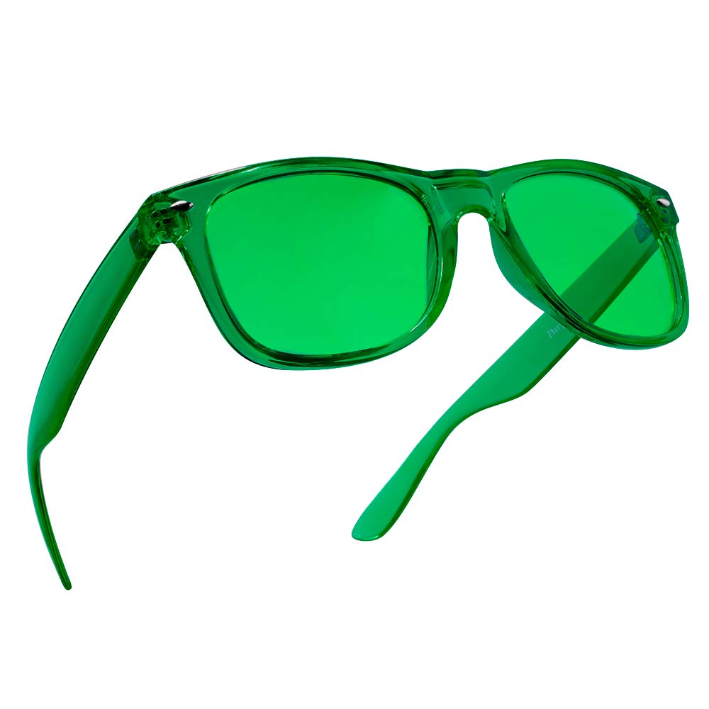 Gafas PURPLE CANYON con lentes verdes para terapia cromática y alivio de fotofobia