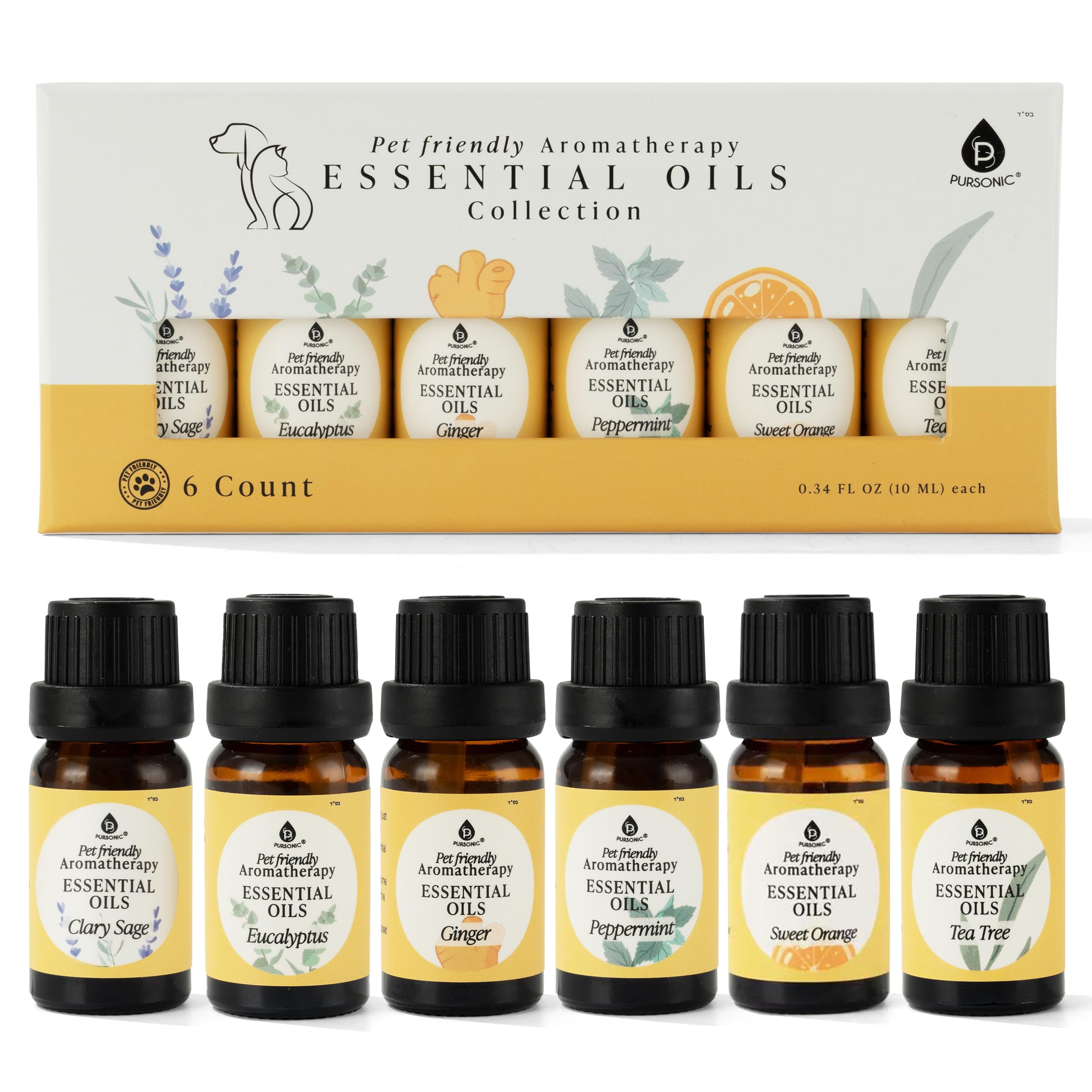 Pursonic caja regalo con seis aceites para mascotas y aromaterapia