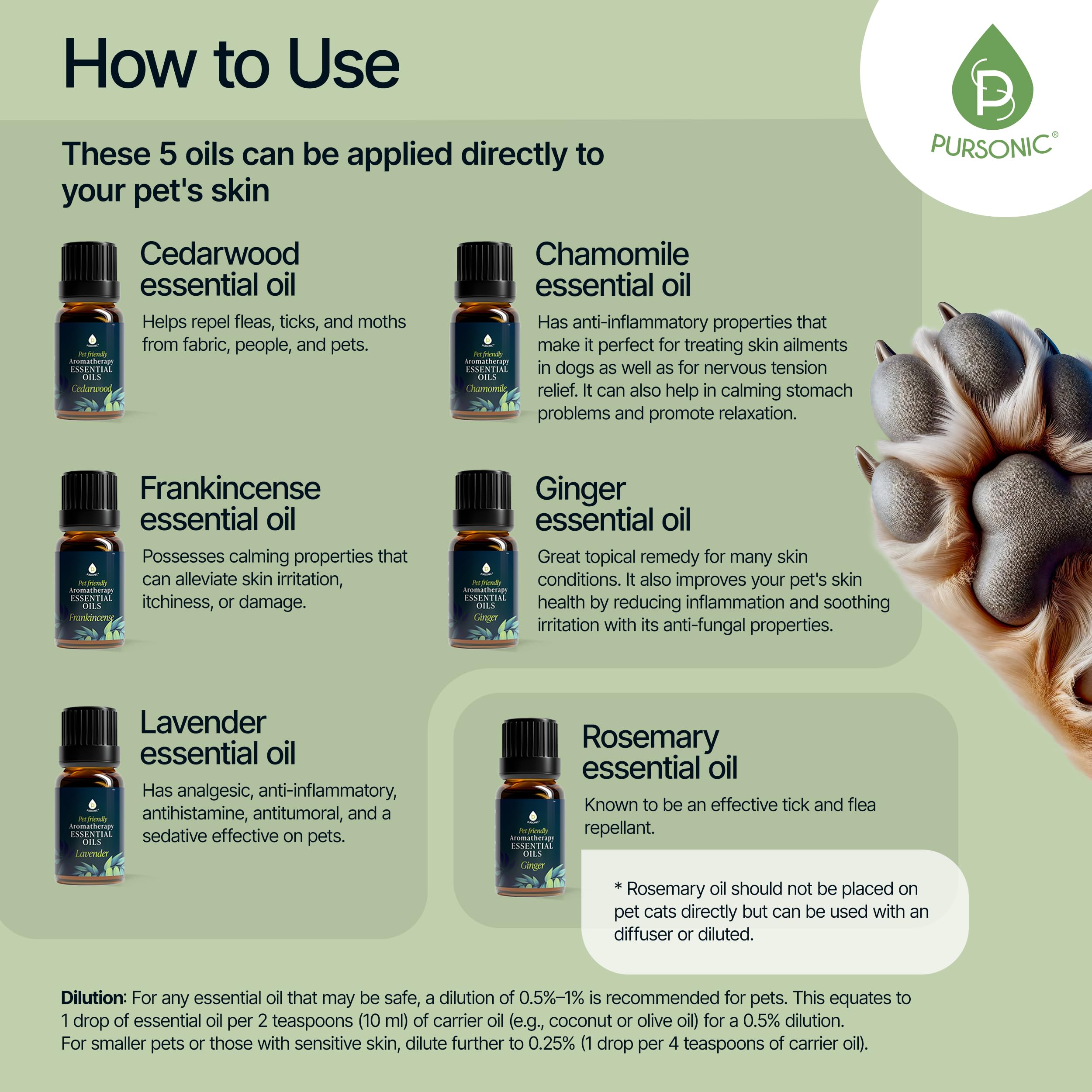 Pursonic incienso, aceite para mascotas, aroma rico para calma en casa.