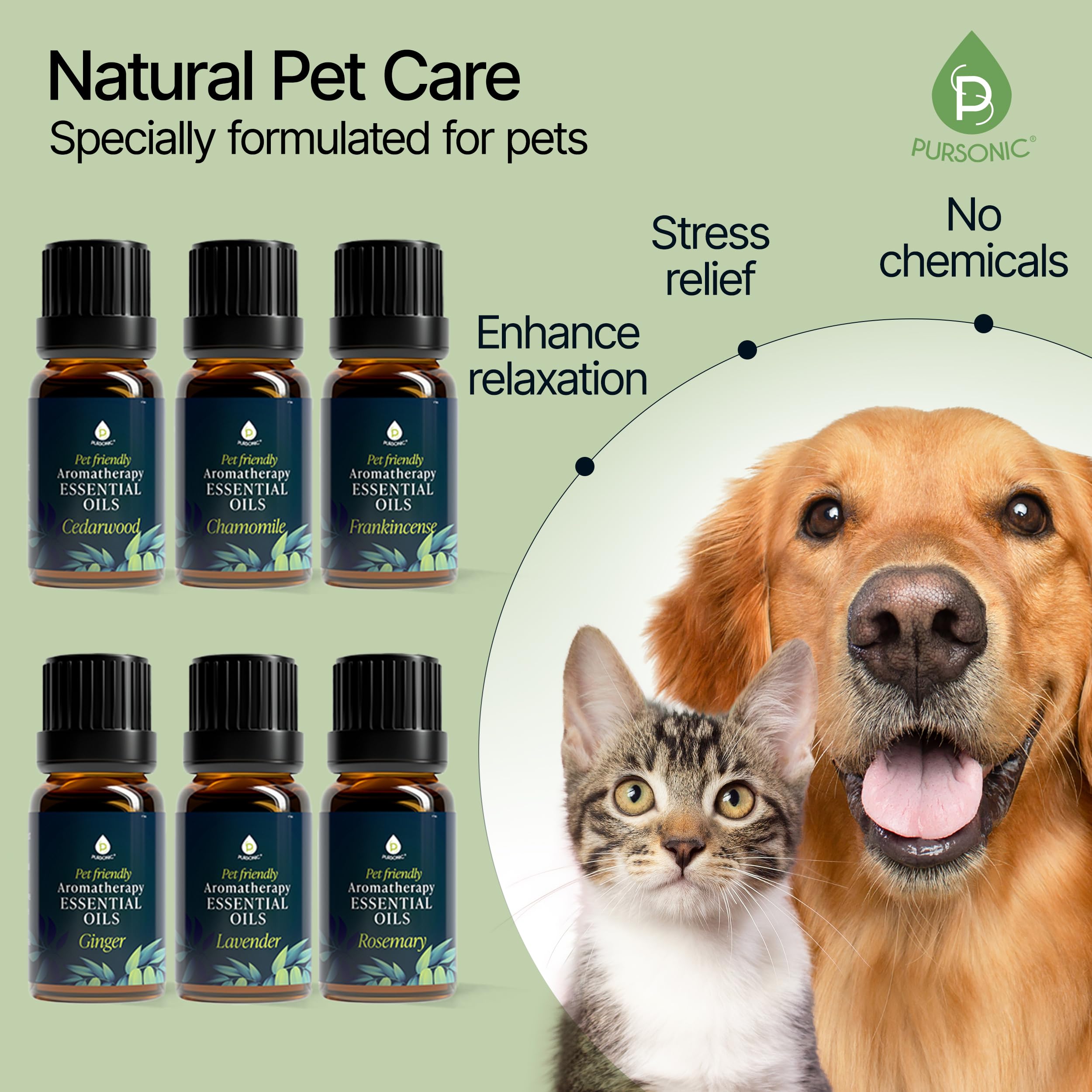 Pursonic lavanda, aceite para mascotas, útil para relajación suave.