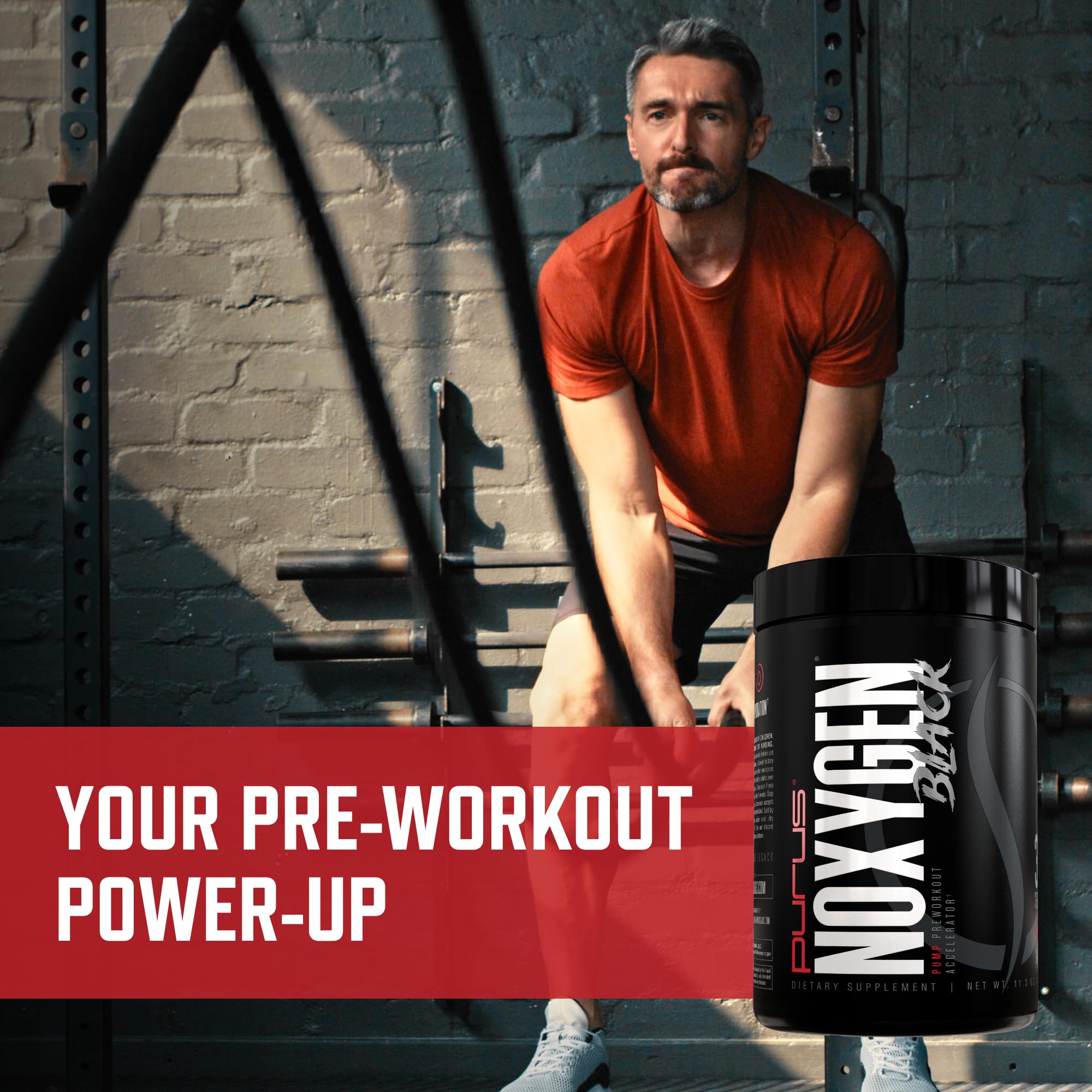 Purus Labs NOXygen Black Powder, uso en entrenamiento, enfocado en mejorar resistencia y bombeo.