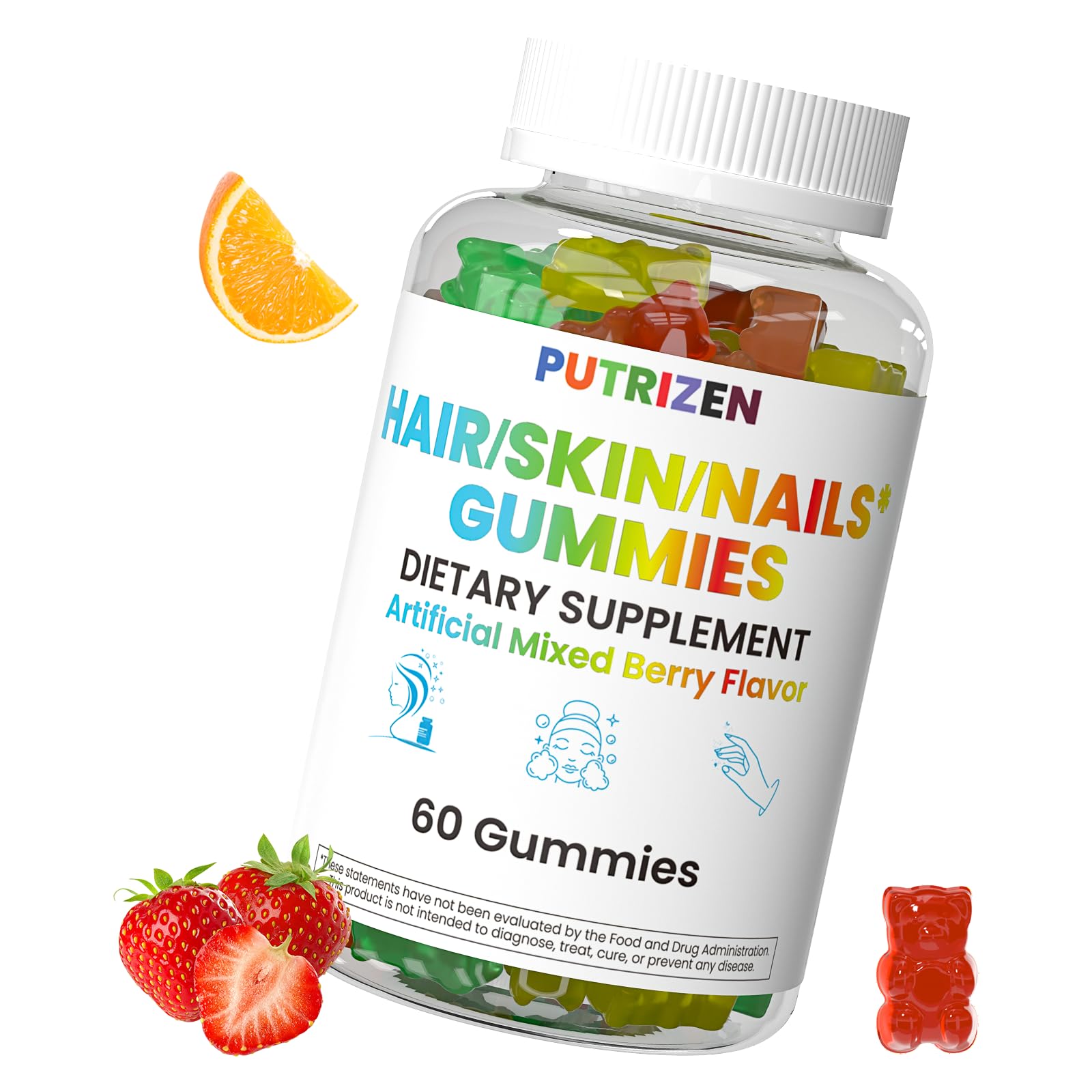 PUTRIZEN Gomitas de Biotina, cabello saludable con brillo natural.