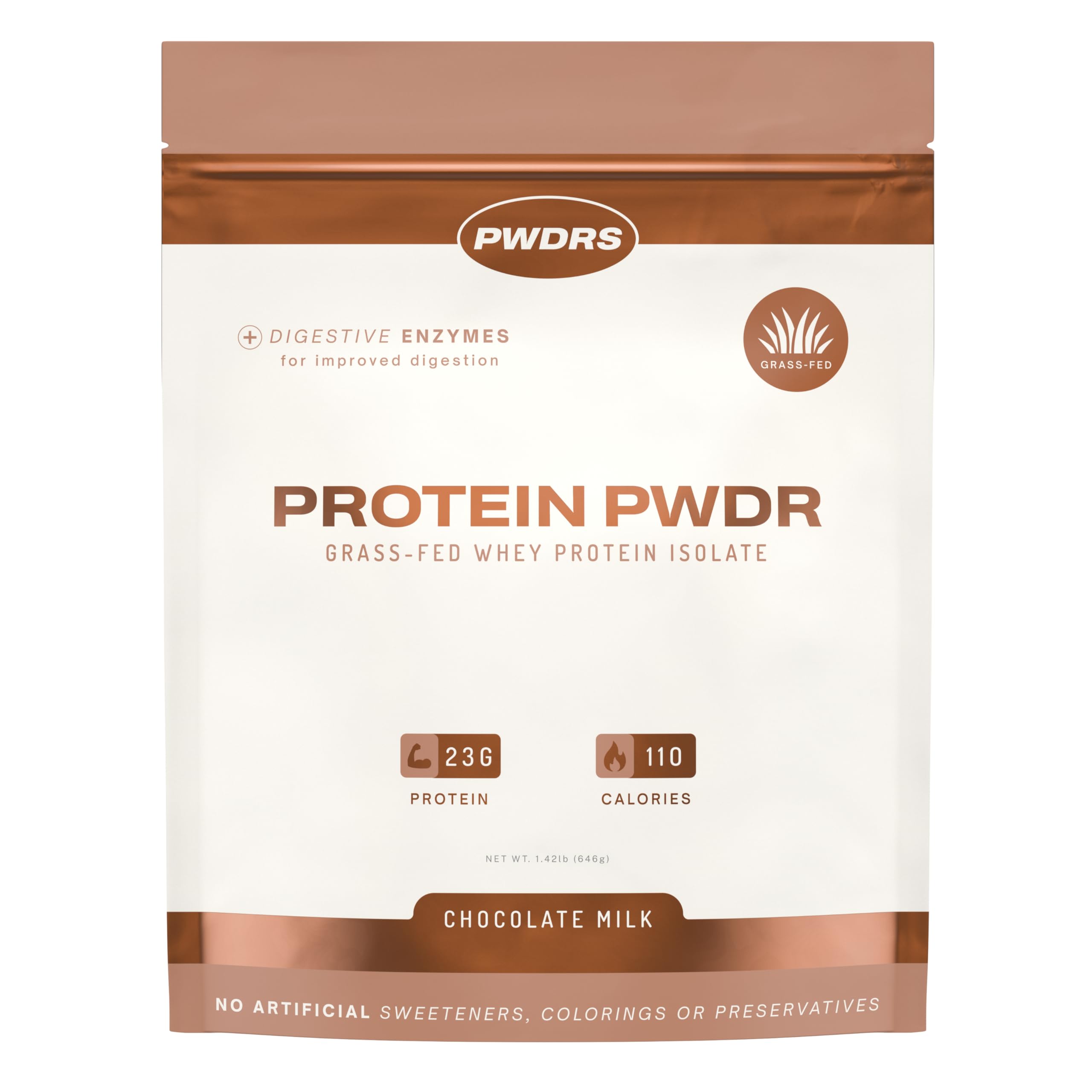 PWDRS Protein Powder bote chocolate, para mezcla rápida post-entrenamiento.