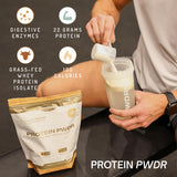 PWDRS Protein Powder caja mostrando calidad certificada por terceros.
