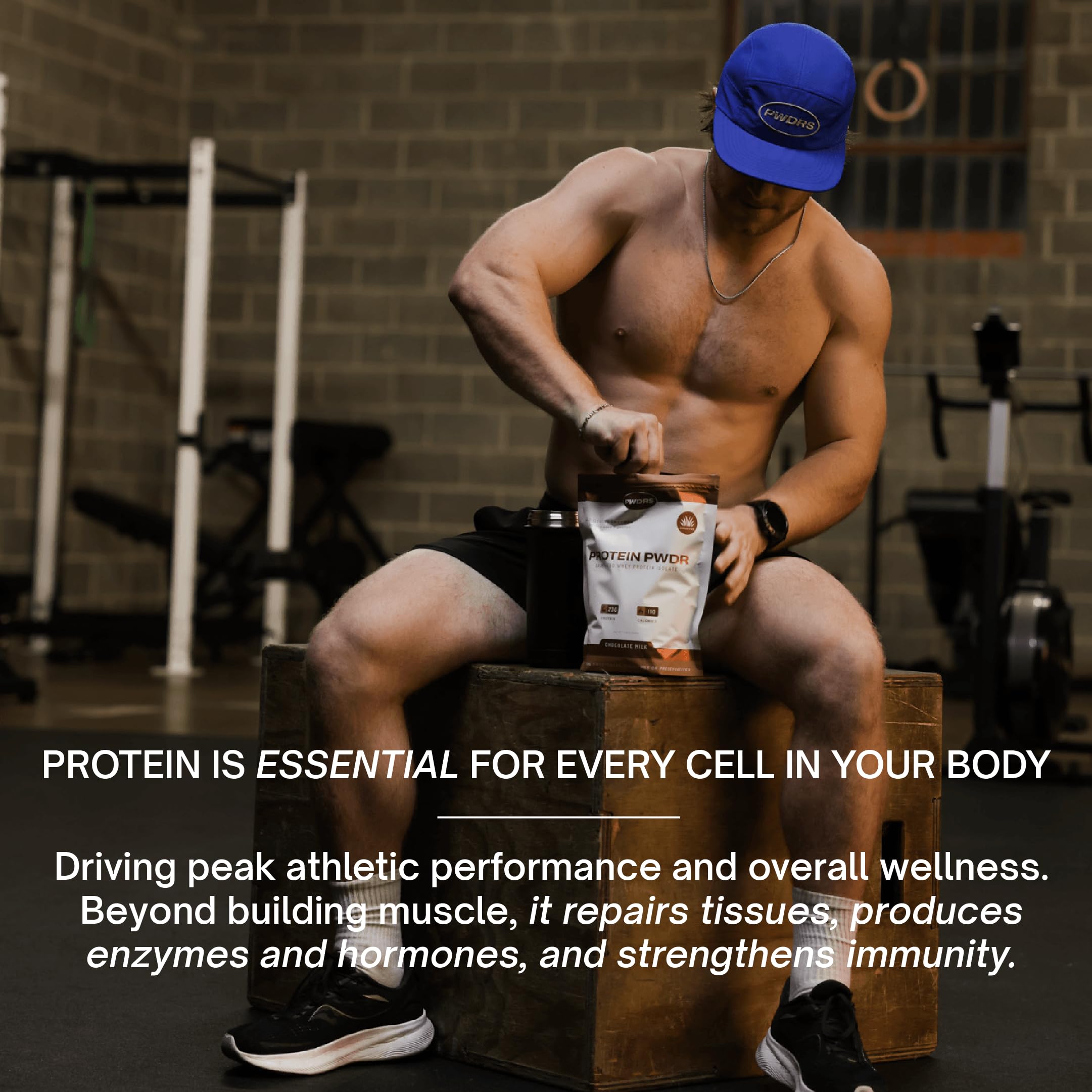 PWDRS Protein Powder vaso mezclador para batidos suaves tras entreno.