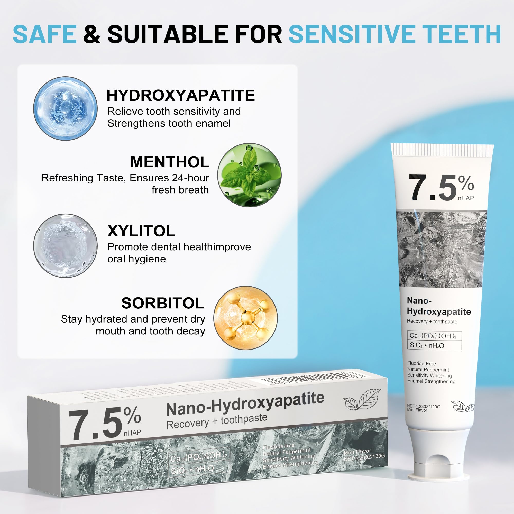 PXHADSMIER hidroxiapatita: blanqueamiento gradual y protección diaria de los dientes