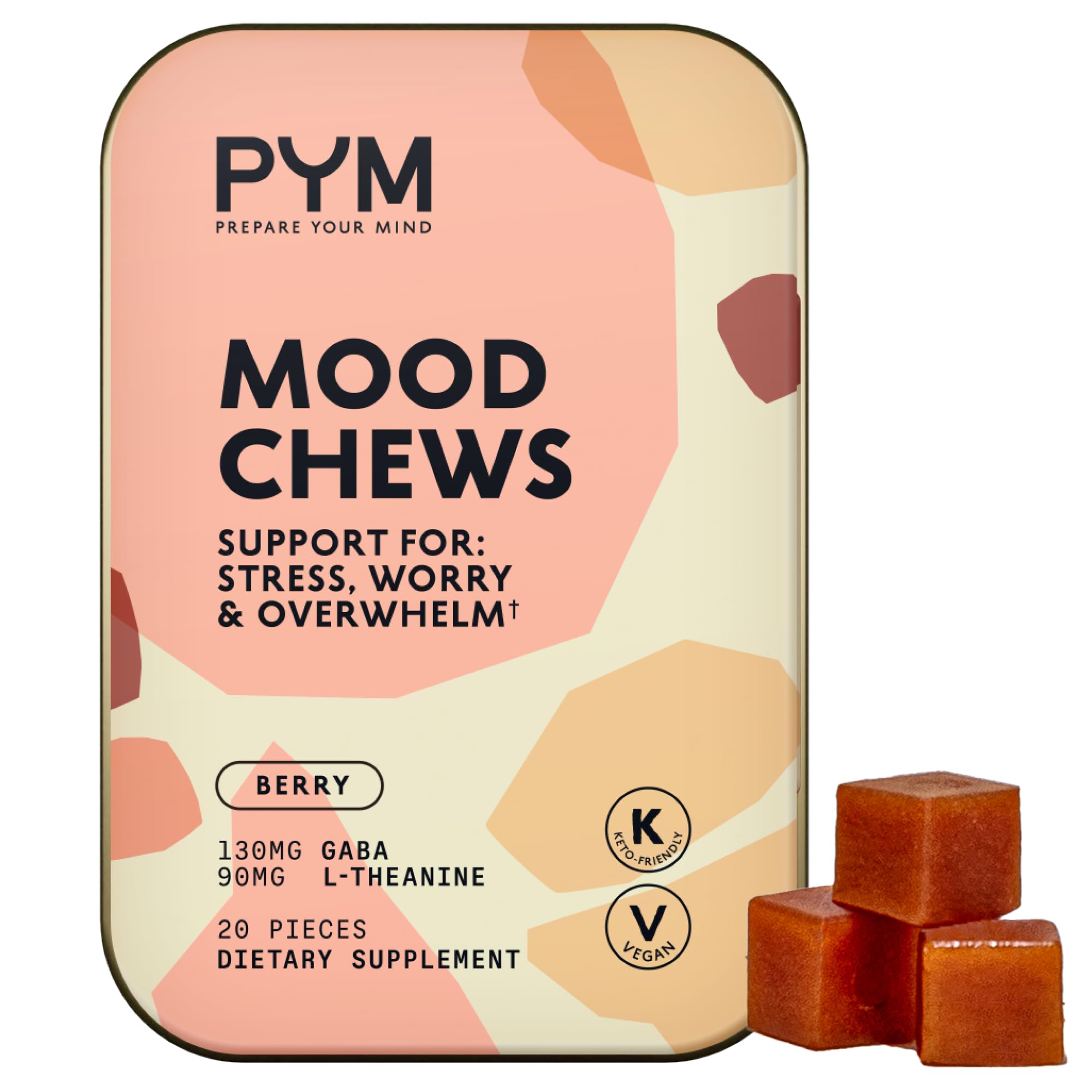 Gomitas Berry Mood de PYM Health, botella para apoyo diario ante el estrés.