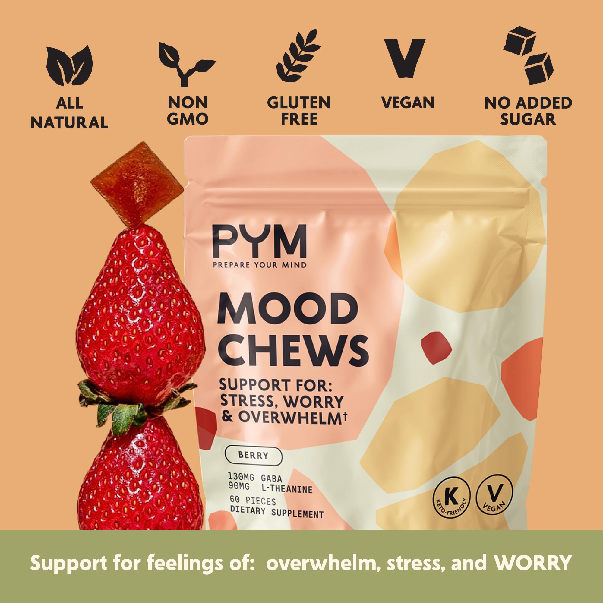 PYM Berry Mood Chews, textura gomosa, para un momento sensorial agradable.