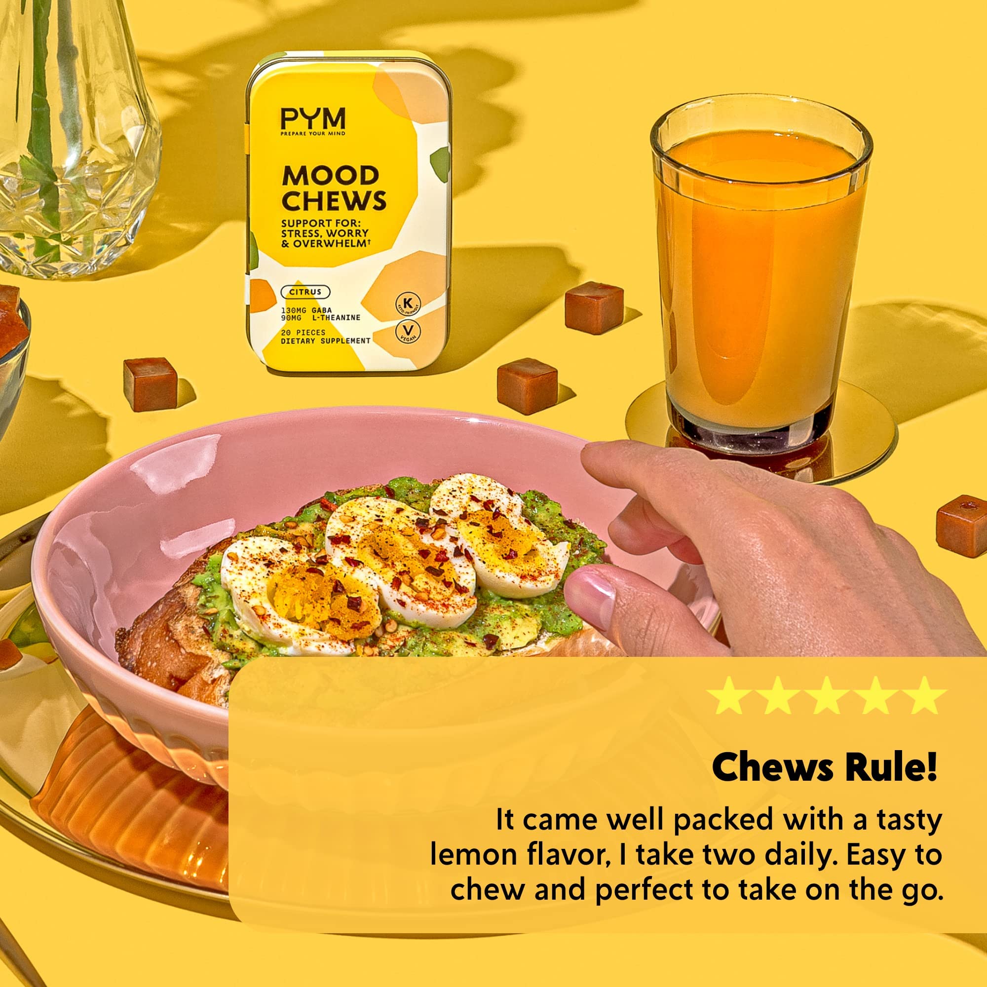 PYM Health Citrus Mood Chews sin modificaciones geneticas para consumidores conscientes