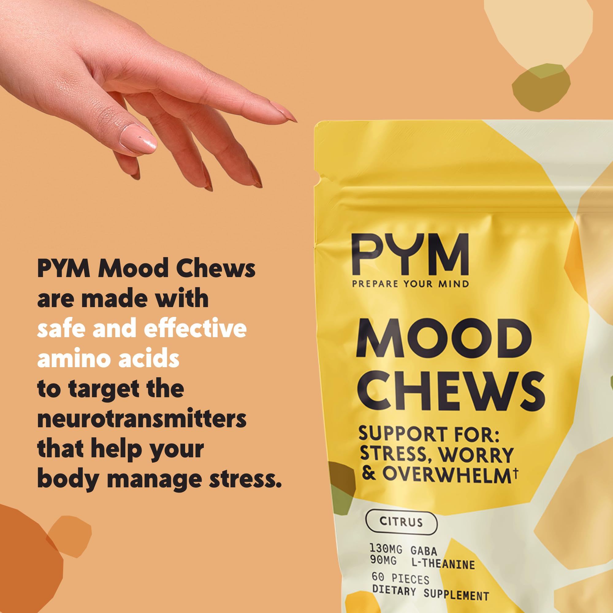 Uso diario de las gomitas PYM Health Citrus para sensación de calma.