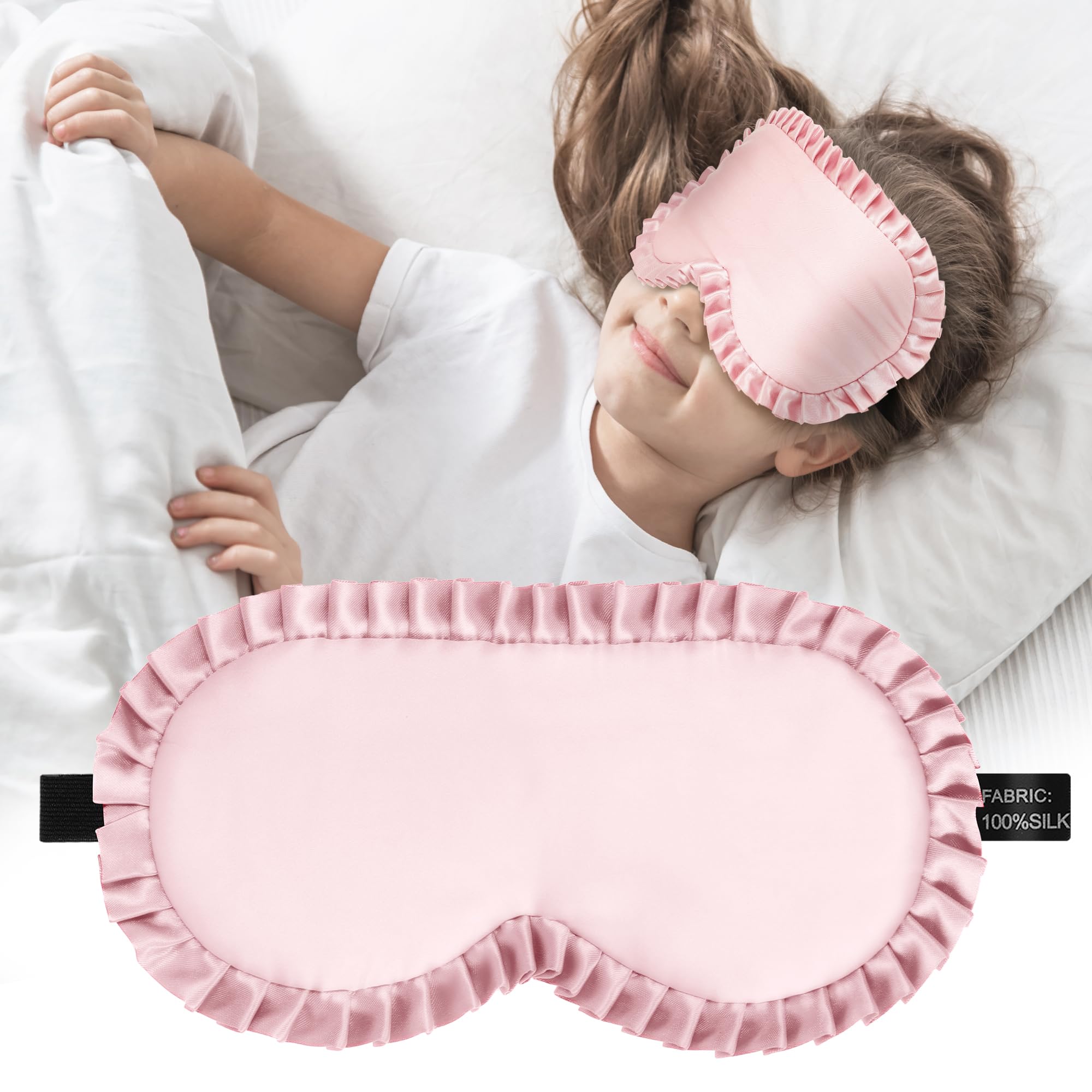 Pyopbow máscara para niños en seda Mulberry, cobertura suave para el contorno de ojos.