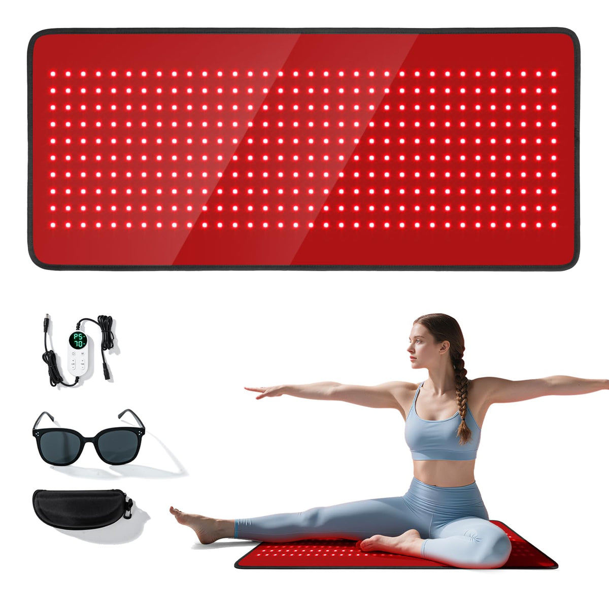 Manta PZJDSR con terapia de luz roja de 340 LEDs para relajación muscular