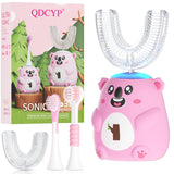 QDCYP Kids cepillo dientes con forma U para dientes de leche, limpieza 360°.