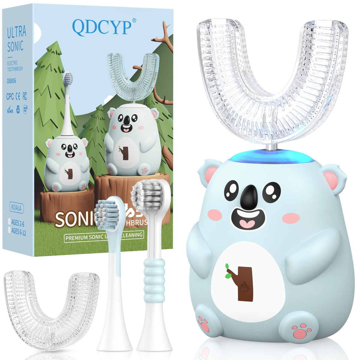 Cepillo infantil QDCYP en forma de U 360° para limpieza total