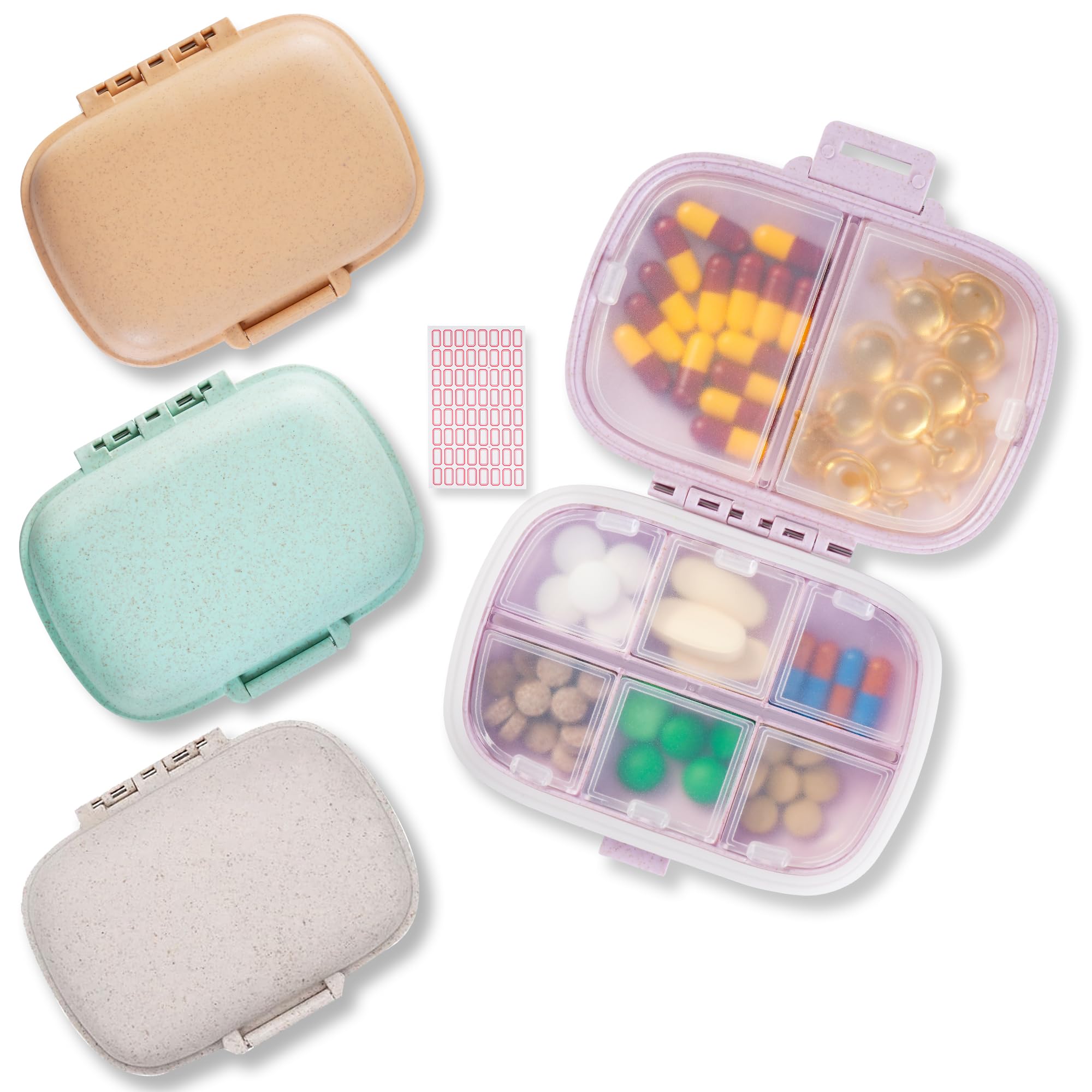 Qeedy caja de pildoras 8 compartimentos externa facilita organizar pastillas durante viajes.