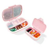 Qeedy doble-organizador-pastillas rosa, portátil para viaje.