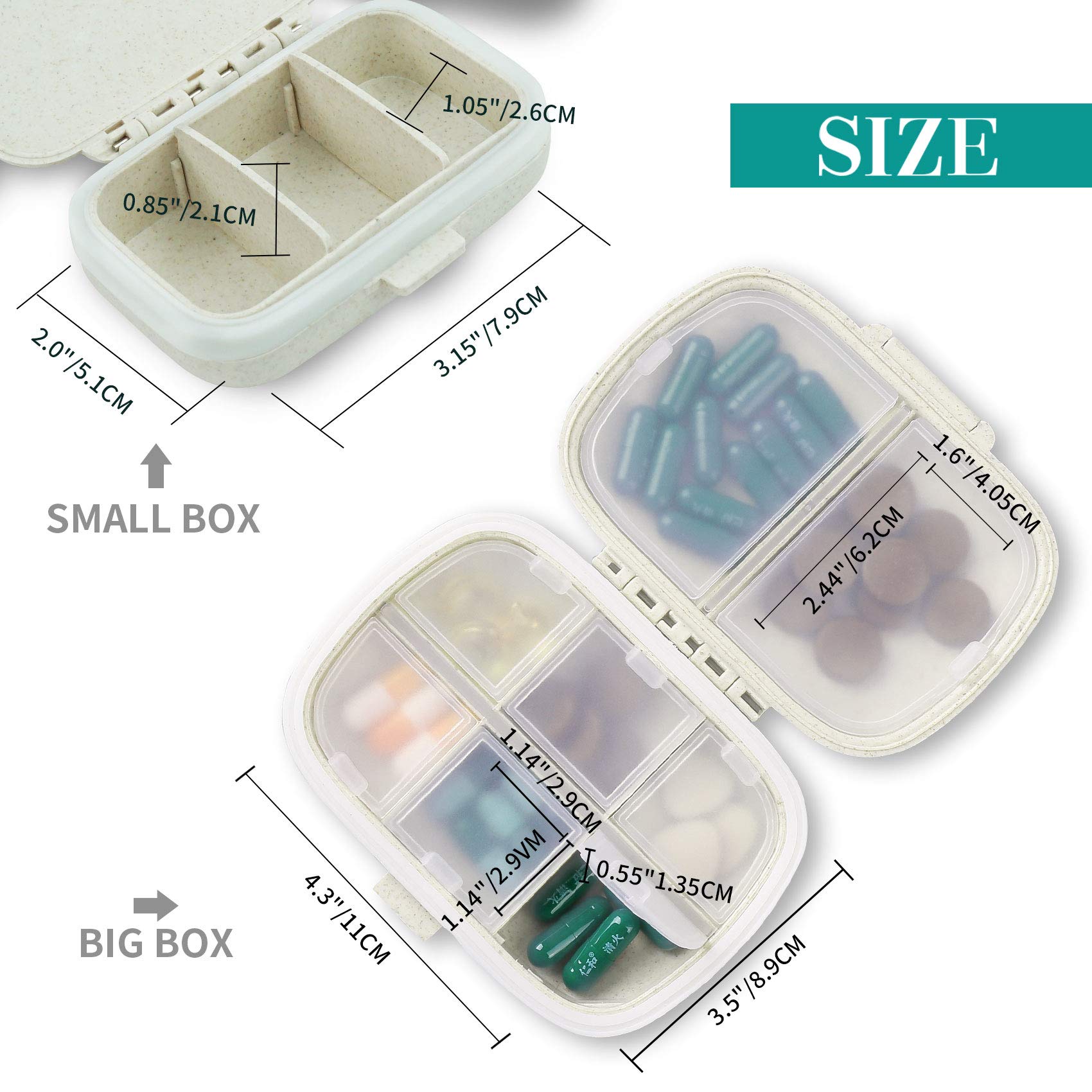Organizador Qeedy de 3 compartimentos, ideal para dosis diarias.