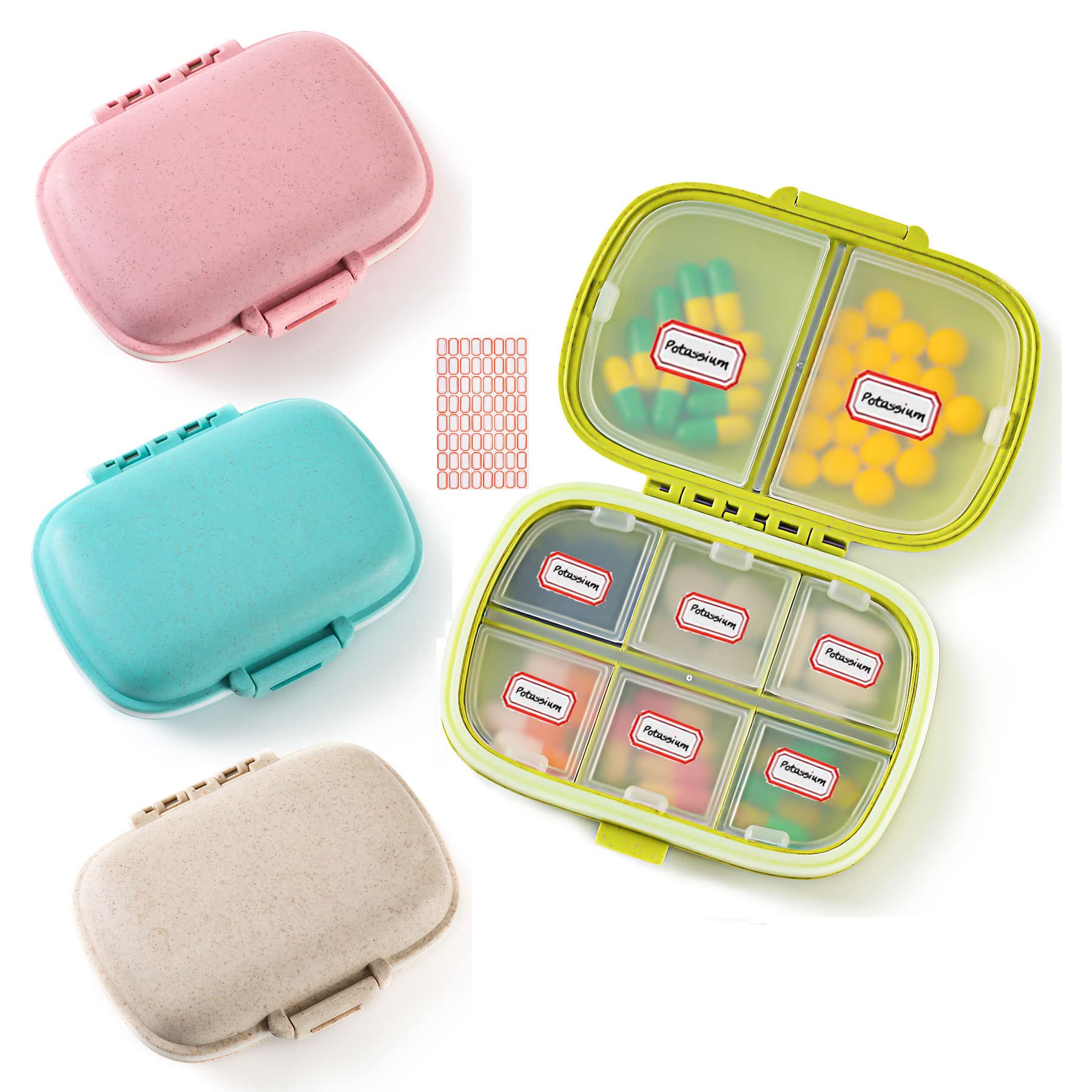 Qeedy-organizador de pastillas de 8 compartimentos, ideal para viajes y casa.