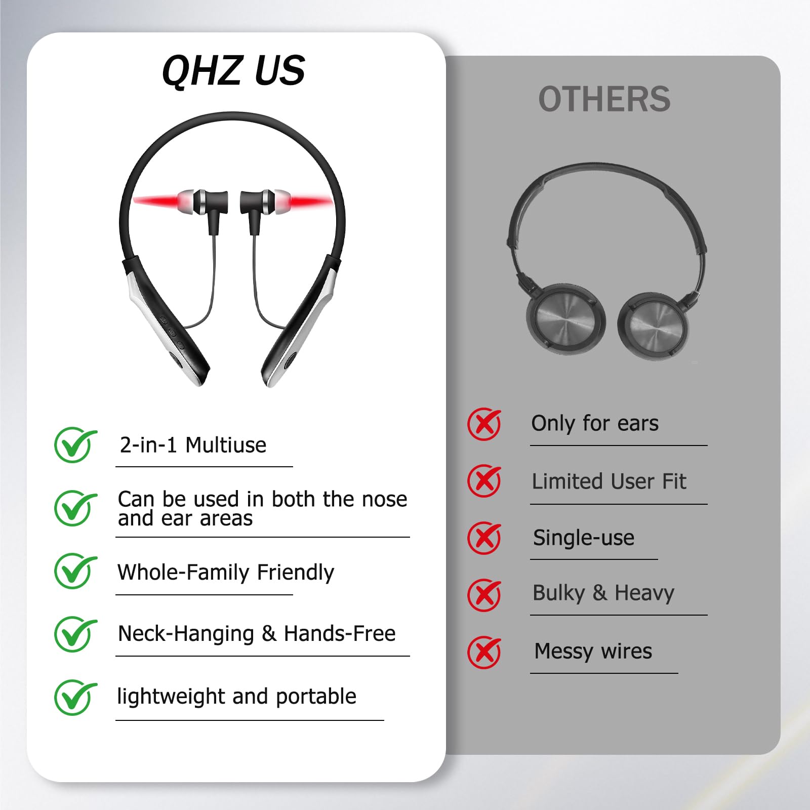 QHZ cuello portátil de 40 g para comodidad durante la sesión.
