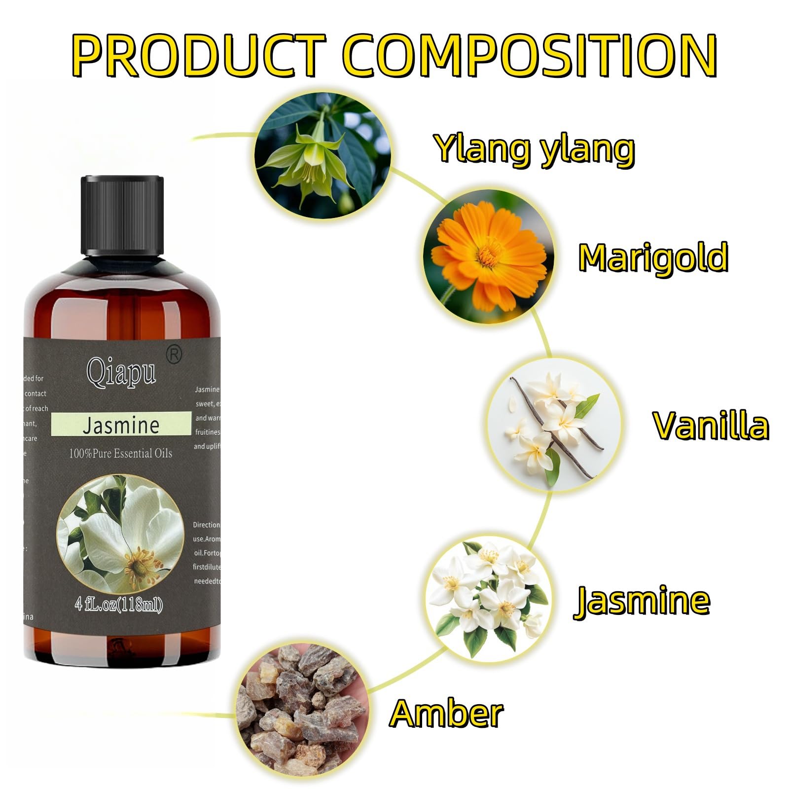 Qiapu mezcla con aceite portador para aromaterapia segura.