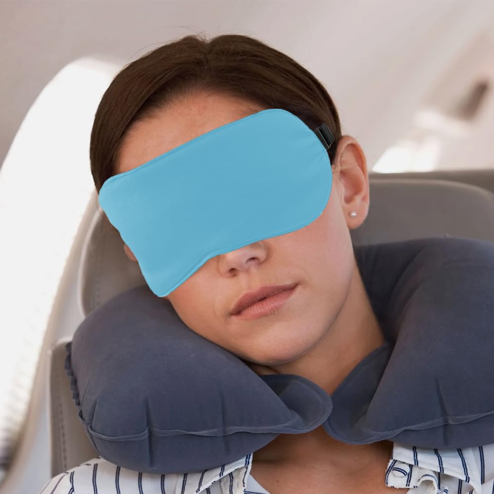 QIHOMPIB mascarilla seda azul, ajuste 16-26 pulgadas para todos.