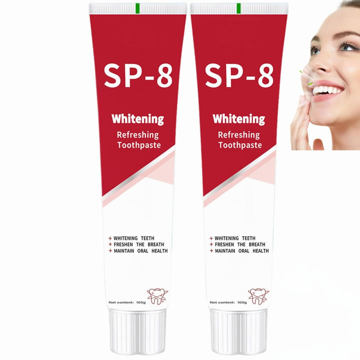 Pasta dental QIMHETU SP-8 con enfoque blanqueamiento para manchas superficiales y aliento.