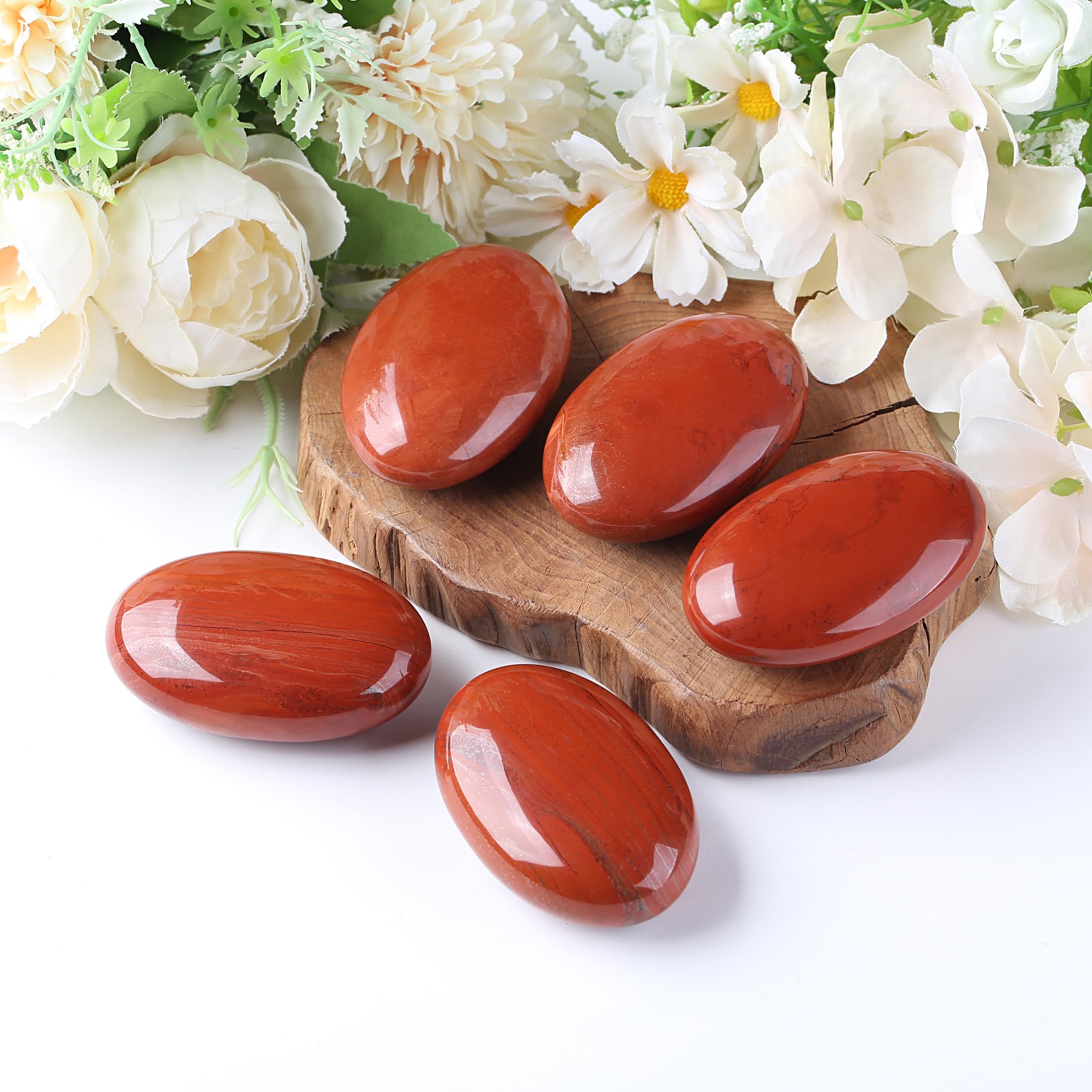 Jaspe rojo de QINJIEJIE, piedra palma, protección suave y apoyo emocional