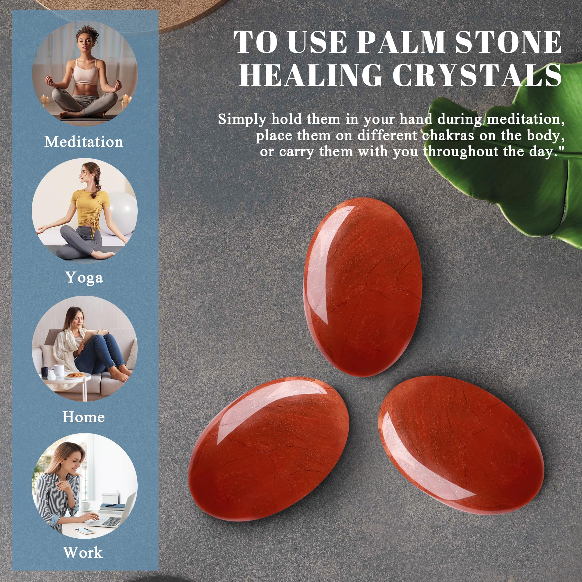 Piedra palma jaspe rojo de QINJIEJIE para ritual de relajación diario