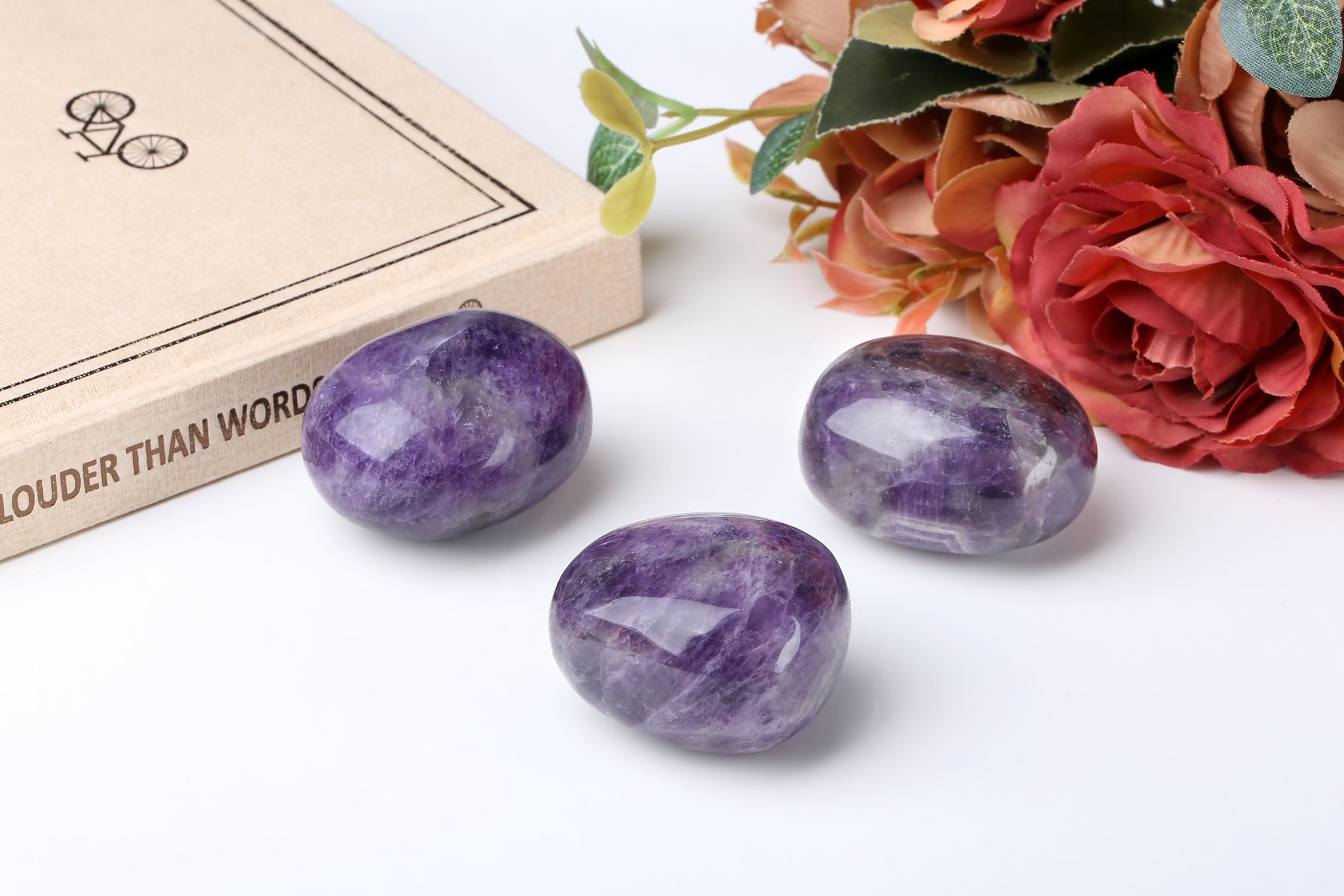 QINJIEJIE amatista de 4-5 cm, piedra natural pulida para energía y equilibrio.