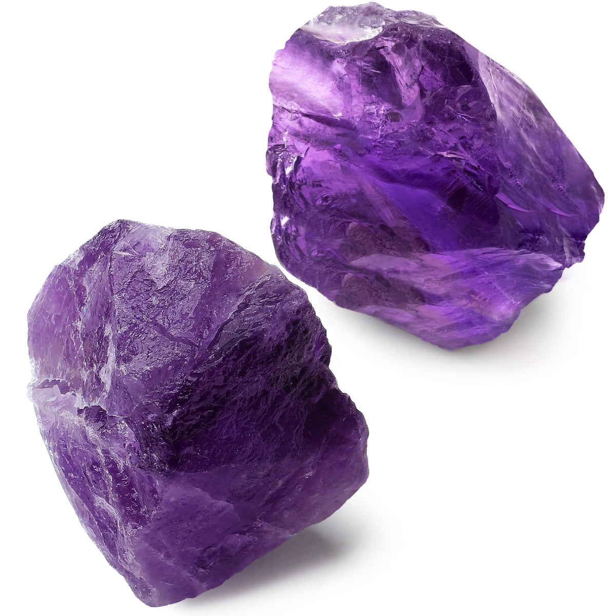 QINJIEJIE amatista piedra cristal natural de dos piezas para decoración y calma ambiental