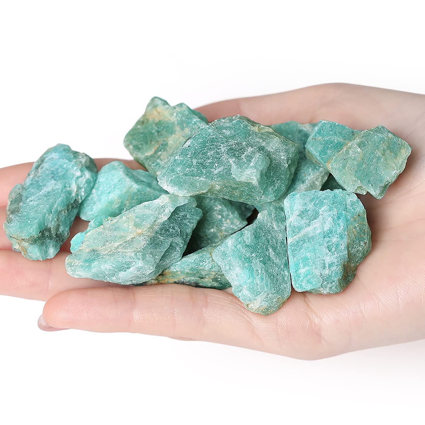 QINJIEJIE Amazonite cristal crudo para decoración del hogar y armonía visual.