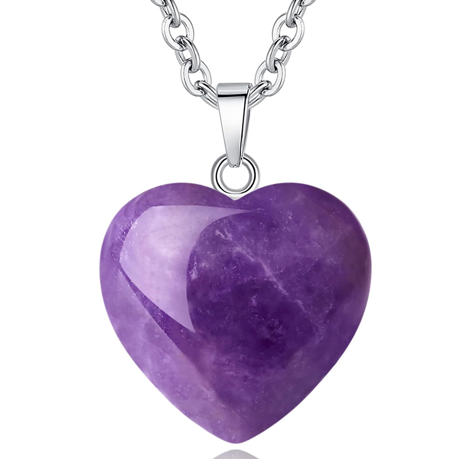 QINJIEJIE collar amatista con corazón, energía calmante para el día a día.