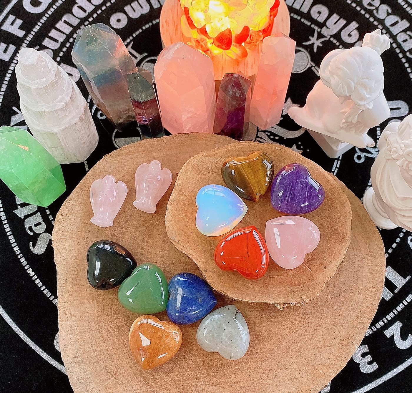 QINJIEJIE obsidiana negra en forma de corazón, para concentración y protección