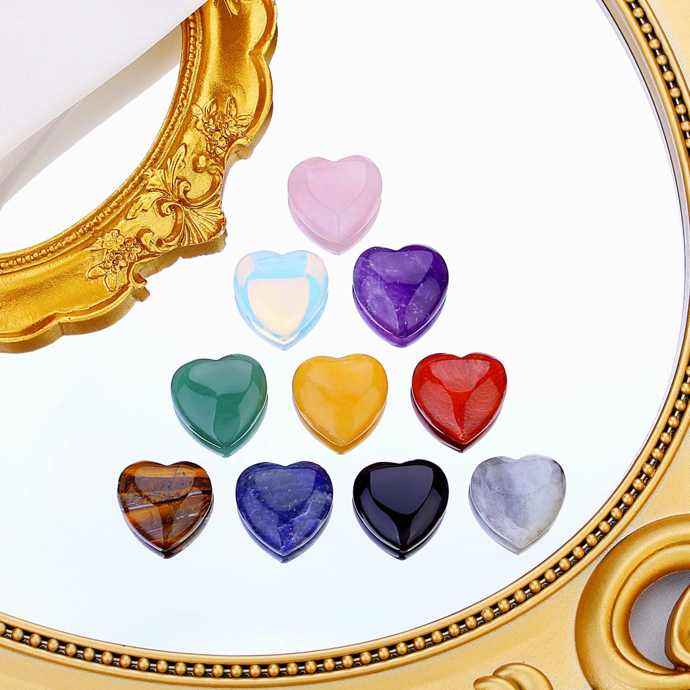 QINJIEJIE ojo de tigre en forma de corazón, cristal vibrante para claridad
